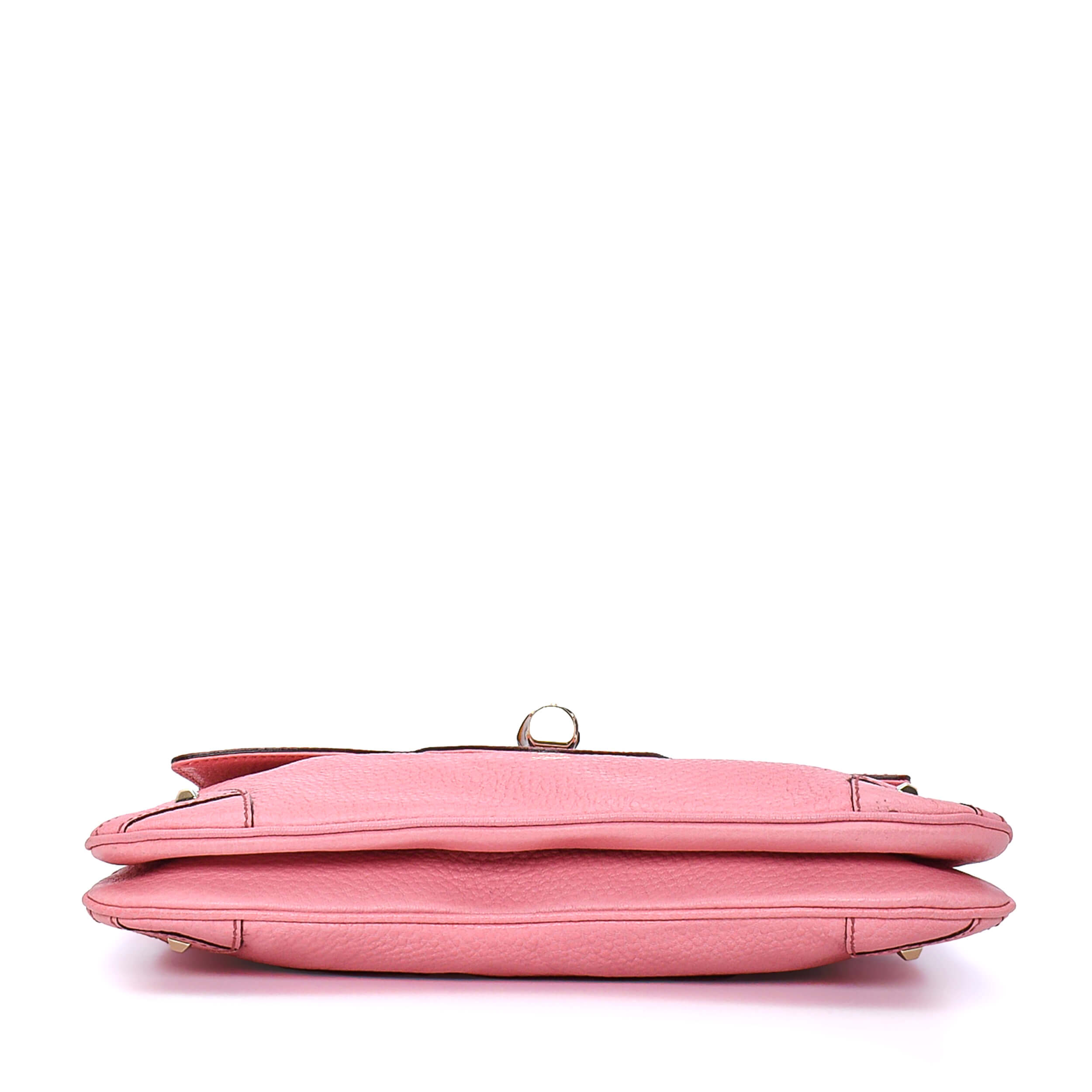 Gucci - Pink Grained Leather&Bamboo Chain Bag